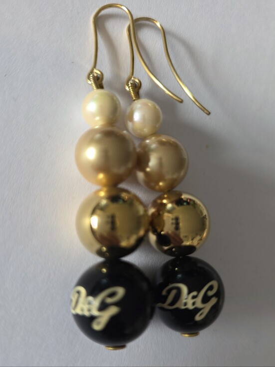 Dolce & Gabbana Jewelry - Dolce & Gabbana Gold and Black Bead Drop Earrings